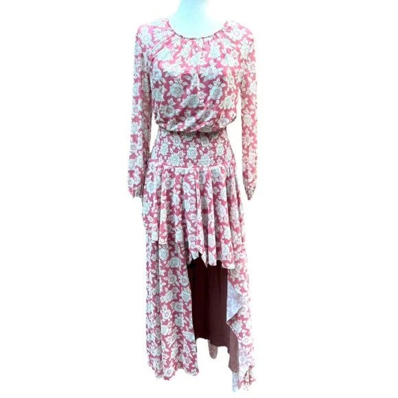 Mia Joy Joyfolie Pink Floral High-Low Dress M Romantic Boho Cottagecore - Picture 2 of 14